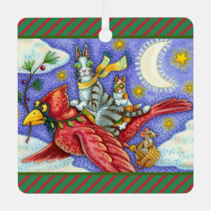 HISS N' FITZ FUNNY CATS, GIANT CHRISTMAS CARDINAL METAL TREE DECORATION