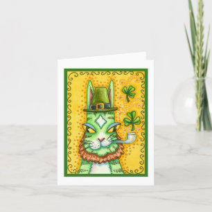 HISS N' FITZ LEPRECHAUN, ST. PADDY'S DAY FUNNY CAT HOLIDAY CARD