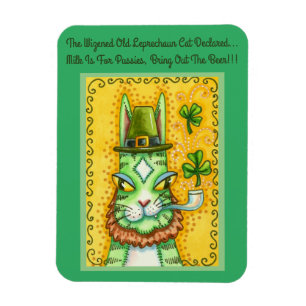 HISS N' FITZ LEPRECHAUN, ST. PADDY'S DAY FUNNY CAT MAGNET