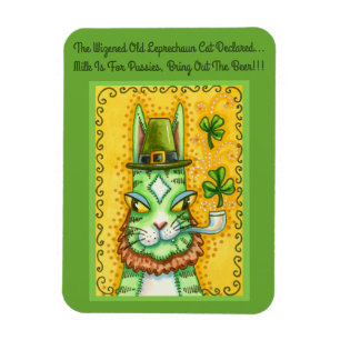 HISS N' FITZ LEPRECHAUN, ST. PADDY'S DAY FUNNY CAT MAGNET