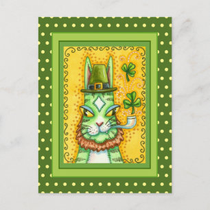 HISS N' FITZ LEPRECHAUN, ST. PADDY'S DAY FUNNY CAT POSTCARD