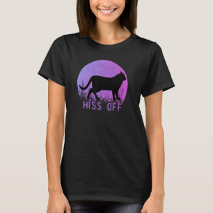 Hiss Off Meow Retro Sunset Style Black Kitty Cat T-Shirt