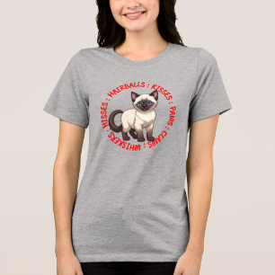 Hisses and Kisses, Siamese cat Tri-Blend Shirt
