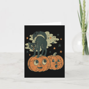 Hissing Black Cat Tee Retro Vintage Halloween Card