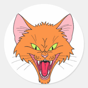 Hissing Cat Classic Round Sticker