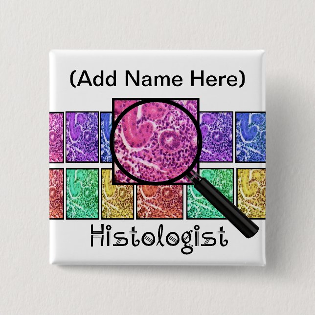 Histologist Gifts Magnified Cells Design 15 Cm Square Badge (Front)