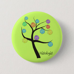 Histologist Tree Design Microscopic Cell Leaves 6 Cm Round Badge