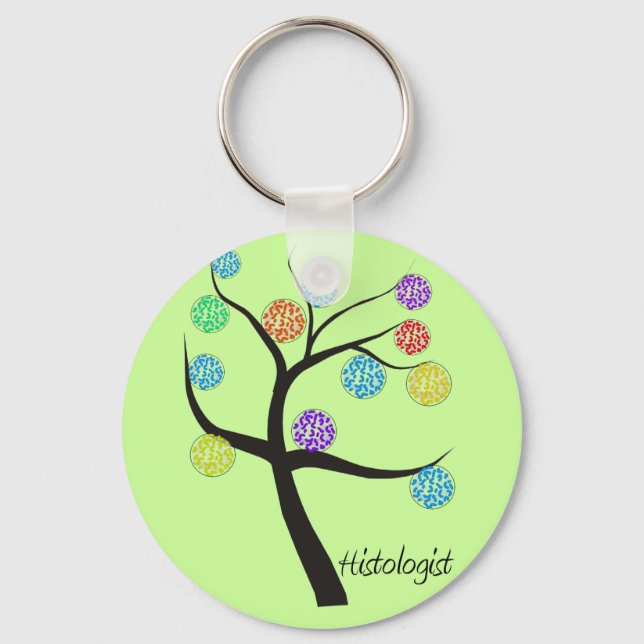 Histologist Tree Design Microscopic Cell Leaves Key Ring (Front)