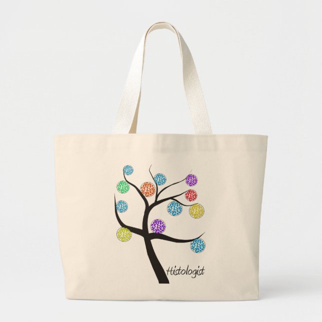 Histologist Tree Design Microscopic Cell Leaves Large Tote Bag (Front)