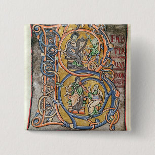 Historiated initial 'B' depicting King David 15 Cm Square Badge