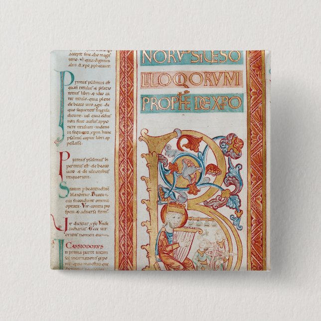 Historiated initial 'B' depicting King David 15 Cm Square Badge (Front)
