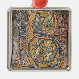 Historiated initial 'B' depicting King David Metal Tree Decoration