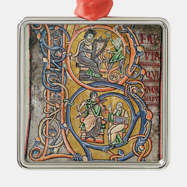 Historiated initial 'B' depicting King David Metal Tree Decoration (Front)