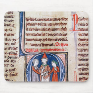 Historiated initial 'D' depicting a marriage Mouse Mat