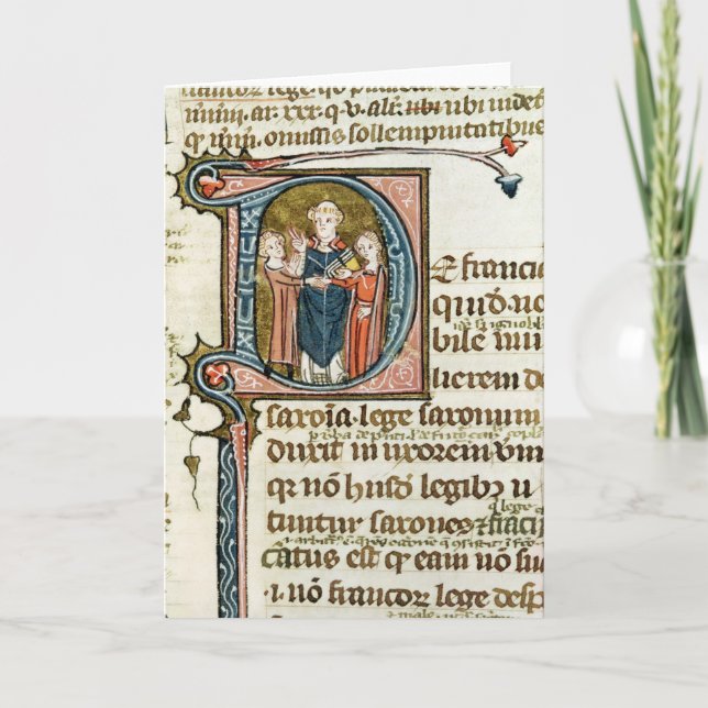 Historiated initial 'D' depicting a priest Note Card (Front)