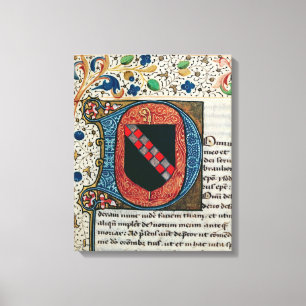 Historiated initial 'D' depicting coat of arms Canvas Print