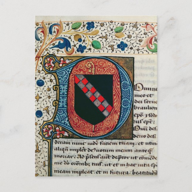 Historiated initial 'D' depicting coat of arms Postcard (Front)