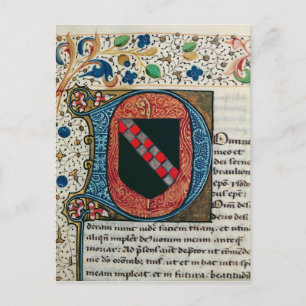 Historiated initial 'D' depicting coat of arms Postcard