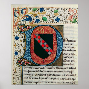 Historiated initial 'D' depicting coat of arms Poster