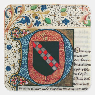 Historiated initial 'D' depicting coat of arms Square Sticker