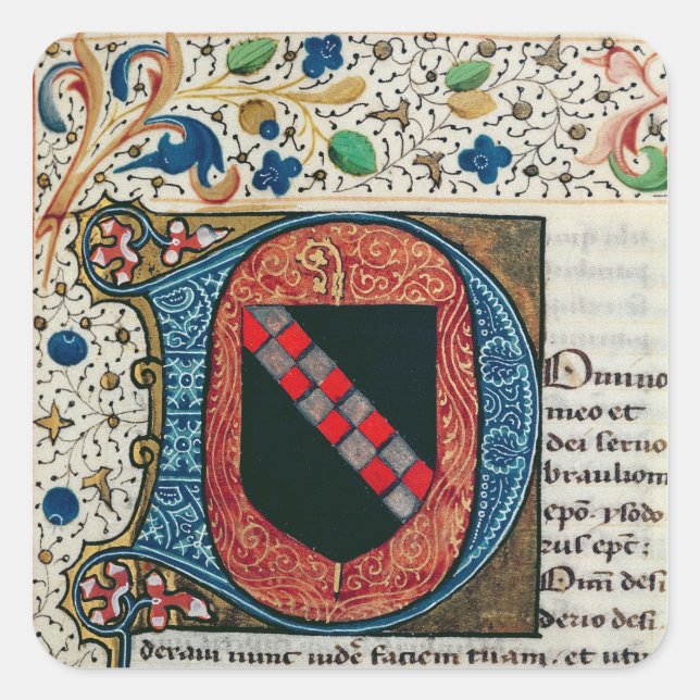 Historiated initial 'D' depicting coat of arms Square Sticker (Front)