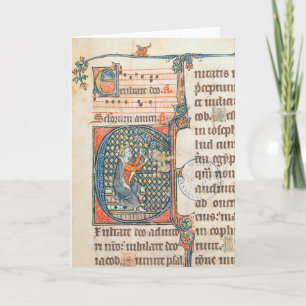 Historiated initial depicting King David playing Note Card