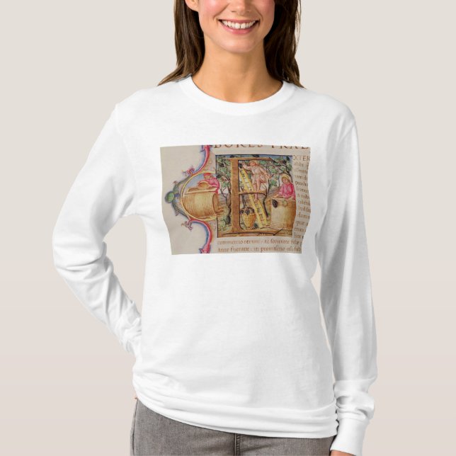 Historiated initial 'E' depicting grape picking T-Shirt (Front)
