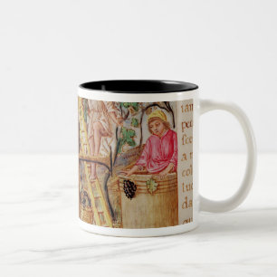 Historiated initial 'E' depicting grape picking Two-Tone Coffee Mug
