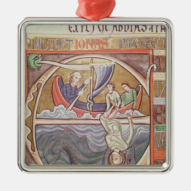 Historiated initial 'E' depicting Jonah Metal Tree Decoration (Front)