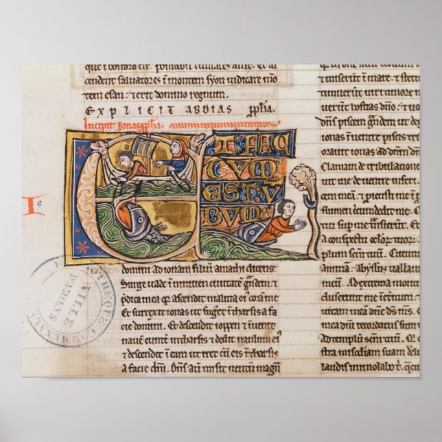 Historiated initial 'E' depicting Jonah Poster (Front)