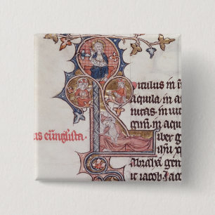 Historiated initial 'L' depicting Tree of 15 Cm Square Badge