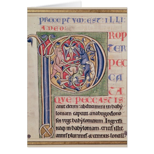 Historiated initial 'P' depicting a boar hunt (Front)