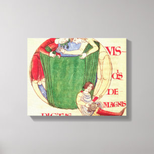 Historiated initial 'Q' depicting drapers Canvas Print