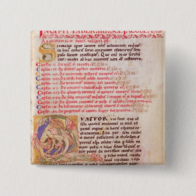 Historiated initial 'Q' depicting three 15 Cm Square Badge (Front)