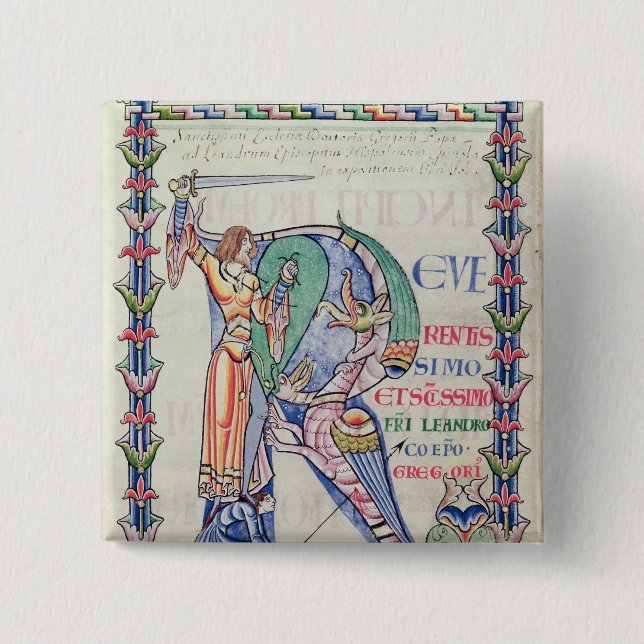 Historiated initial 'R' 15 Cm Square Badge (Front)