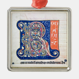Historiated initial 'R' 2 Metal Tree Decoration