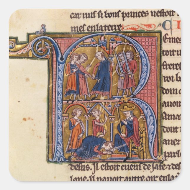 Historiated initial 'R' depicting the Sultan Square Sticker (Front)