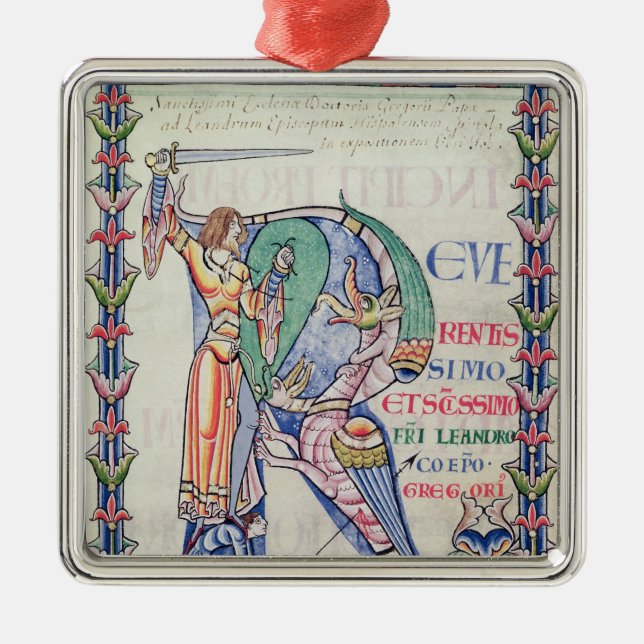 Historiated initial 'R' Metal Tree Decoration (Front)