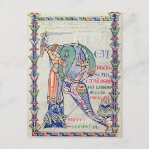Historiated initial 'R' Postcard