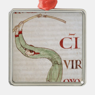 Historiated initial 'S' depicting a man Metal Tree Decoration