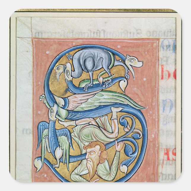 Historiated initial 'S' depicting an acrobat Square Sticker (Front)