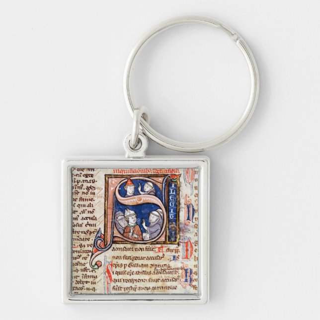 Historiated initial 'S' depicting Pope Gregory Key Ring (Front)