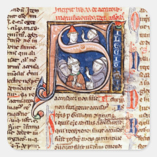 Historiated initial 'S' depicting Pope Gregory Square Sticker