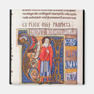 Historiated initial 'U' depicting Joel Magnet