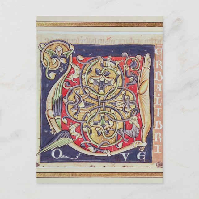 Historiated initial 'U' Postcard (Front)