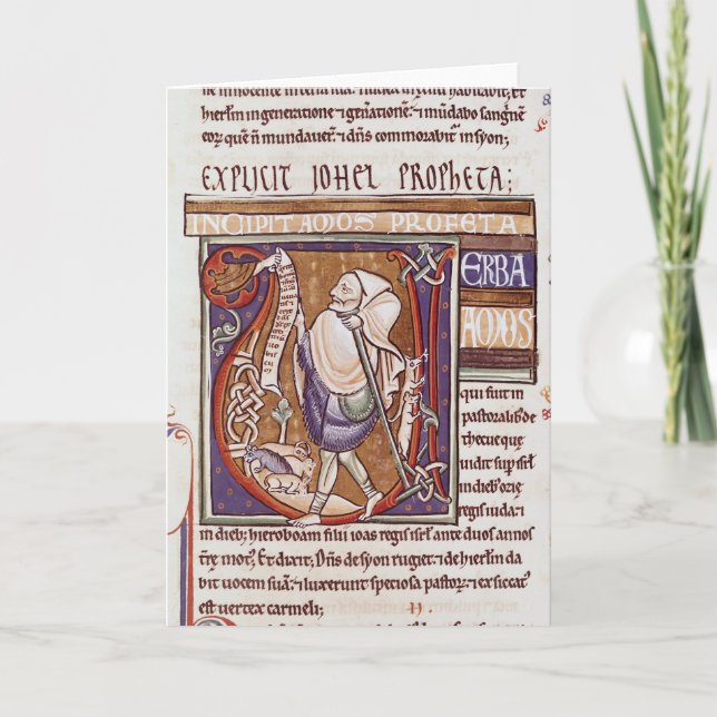 Historiated initial 'V' depicting Amos Note Card (Front)