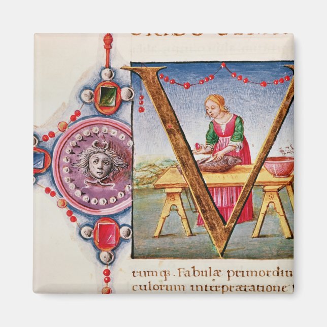 Historiated initial 'V' depicting Magnet (Front)