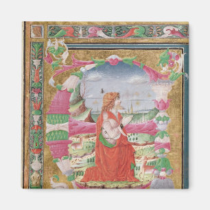 Historiated letter 'E' with figure of King Magnet