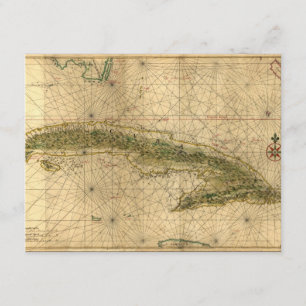 Historic 1639 Map of Cuba by Joan Vinckeboons Invitation