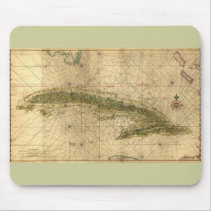 Historic 1639 Map of Cuba by Joan Vinckeboons Mouse Mat